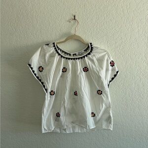 Madewell Embroidered White Floral Women's Top